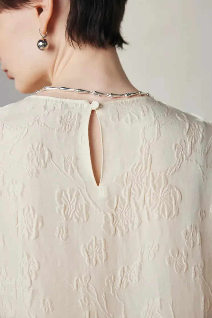 100% Mulberry Silk Embroidered Shell Tank Top