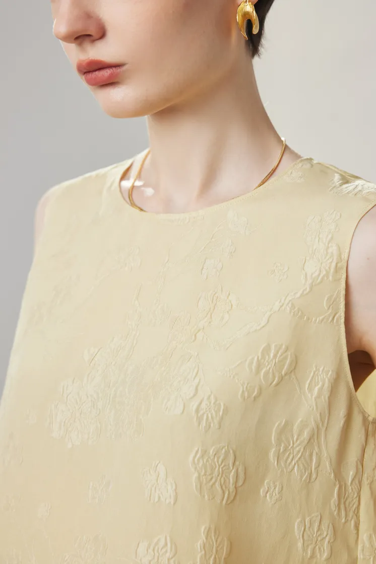 100% Mulberry Silk Embroidered Shell Tank Top