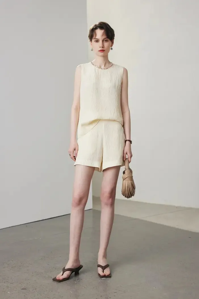 100% Mulberry Silk Embroidered Shell Tank Top
