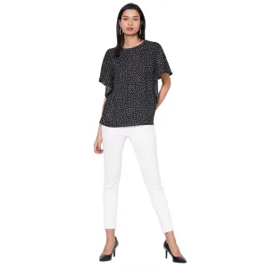 109F Black Polka Dot Top With Short Sleeves