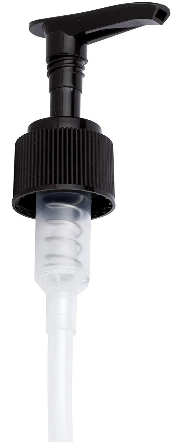 24-410 Black Ribbed Lotion Pump Top Closure, 7.50 inch dip tube length (12 PACK)