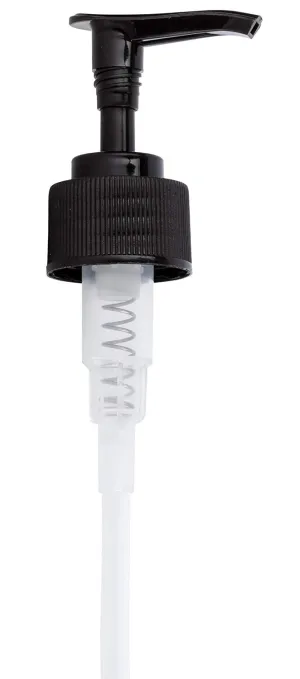 28-410 Black Ribbed Lotion Soap Pump Top Closure, 9.625 inch dip tube length (1000 PACK)