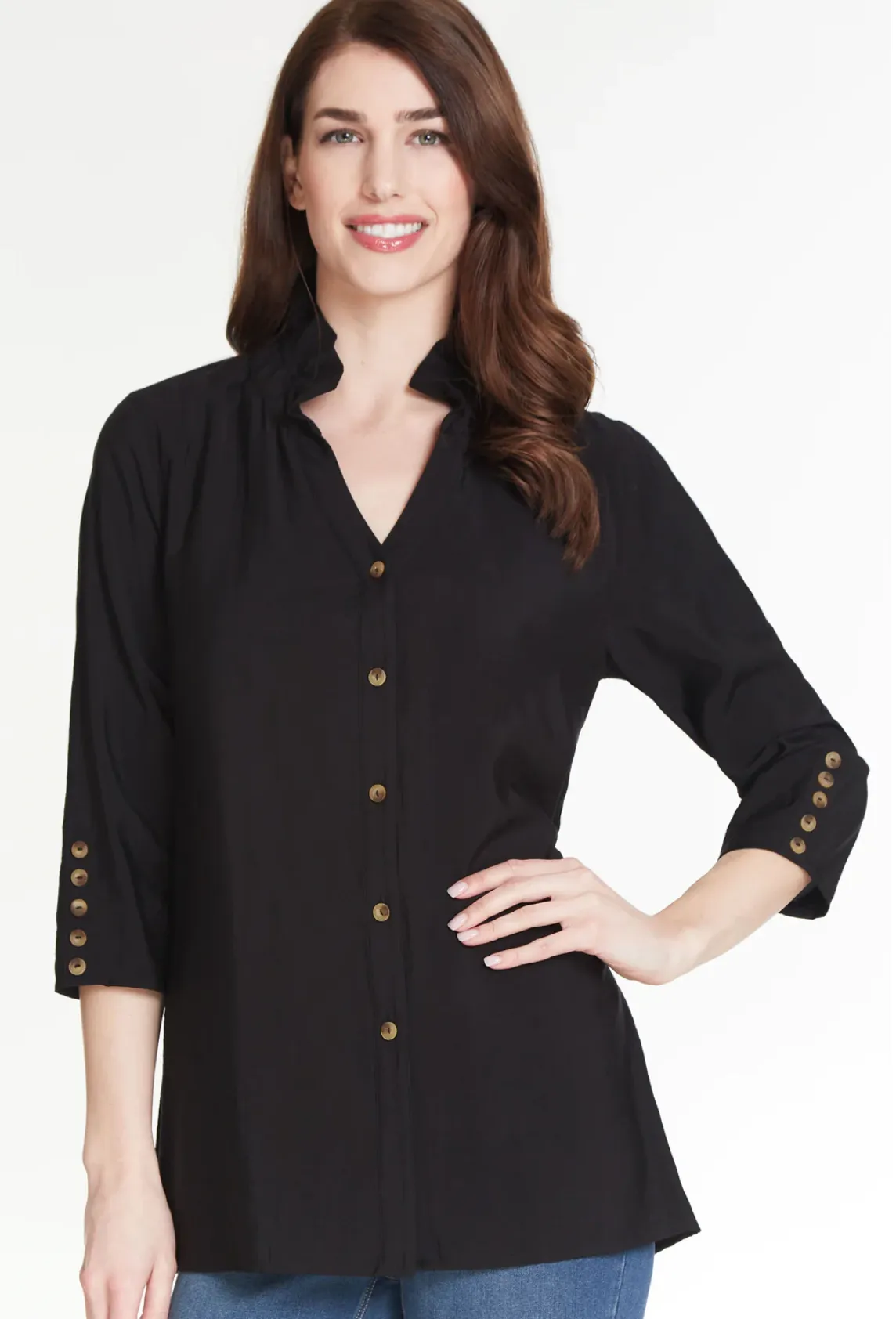 5-BTTN PLKT 3/4 SLV WIRE COLLAR Y-NK BTTN