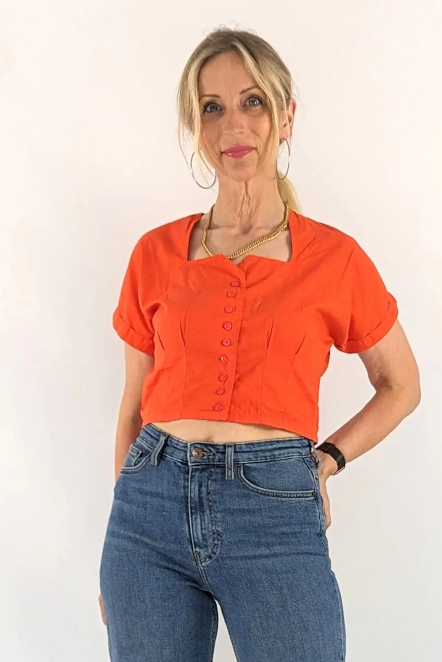80s Vintage Red Cropped Top by Clockhouse at C&A