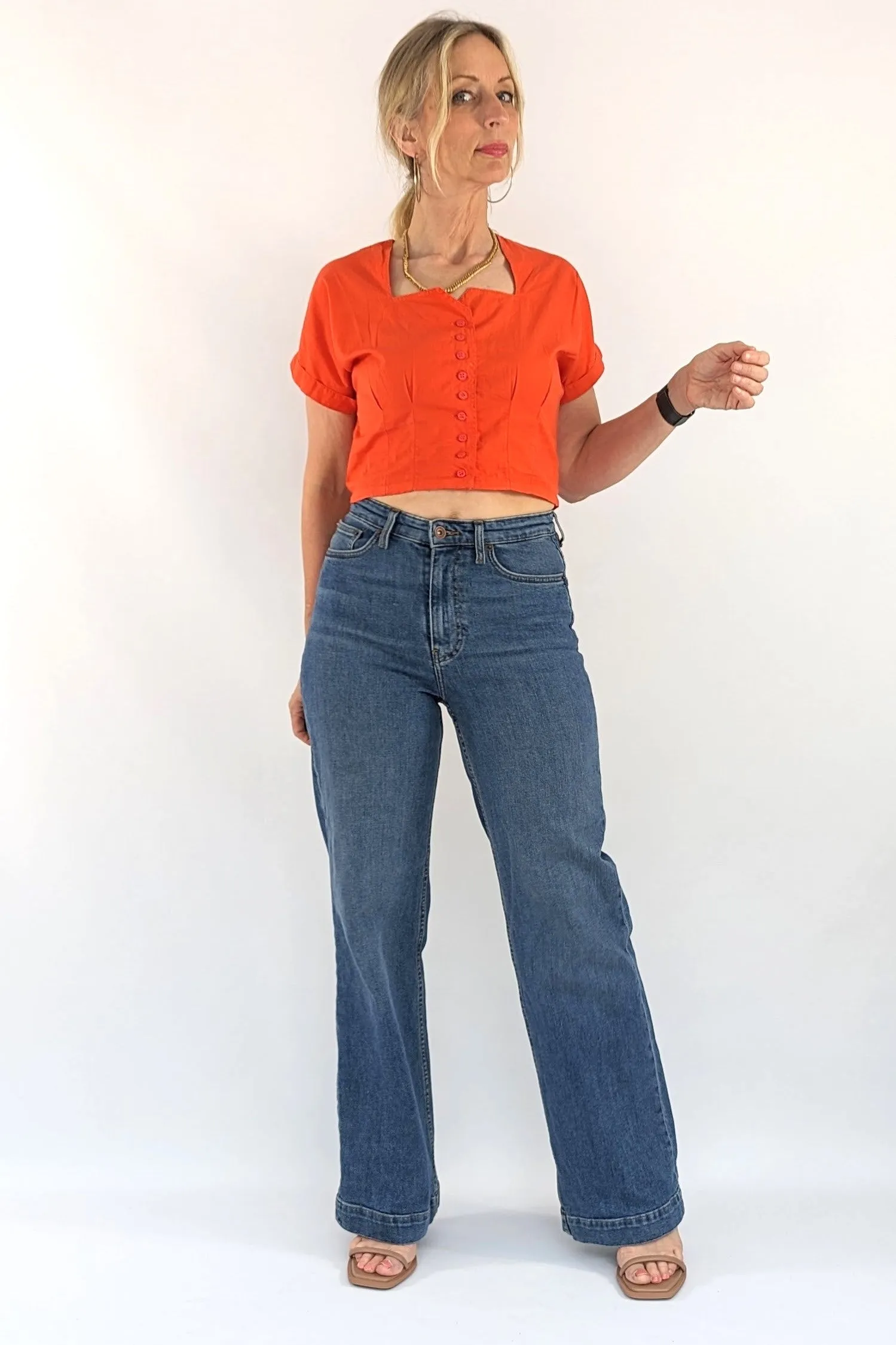 80s Vintage Red Cropped Top by Clockhouse at C&A