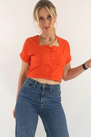 80s Vintage Red Cropped Top by Clockhouse at C&A