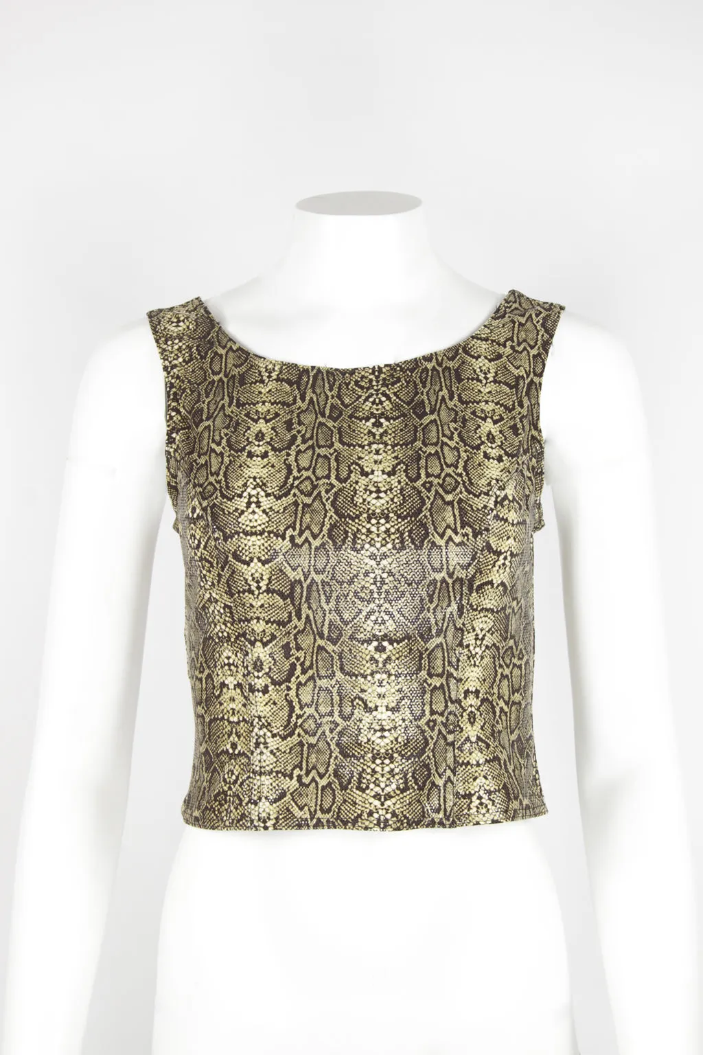 90s wet look snake print top - S
