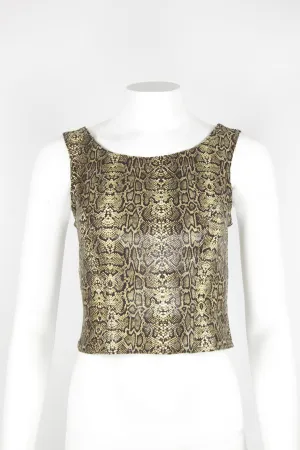 90s wet look snake print top - S