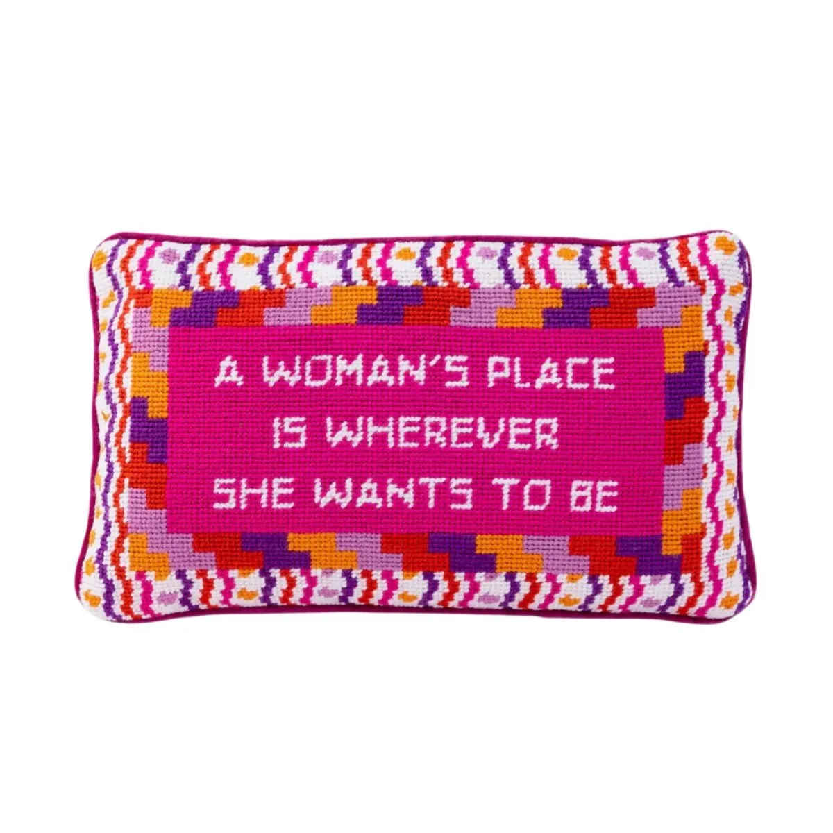 A Woman's Place Needlepoint Pillow by Furbish Studio