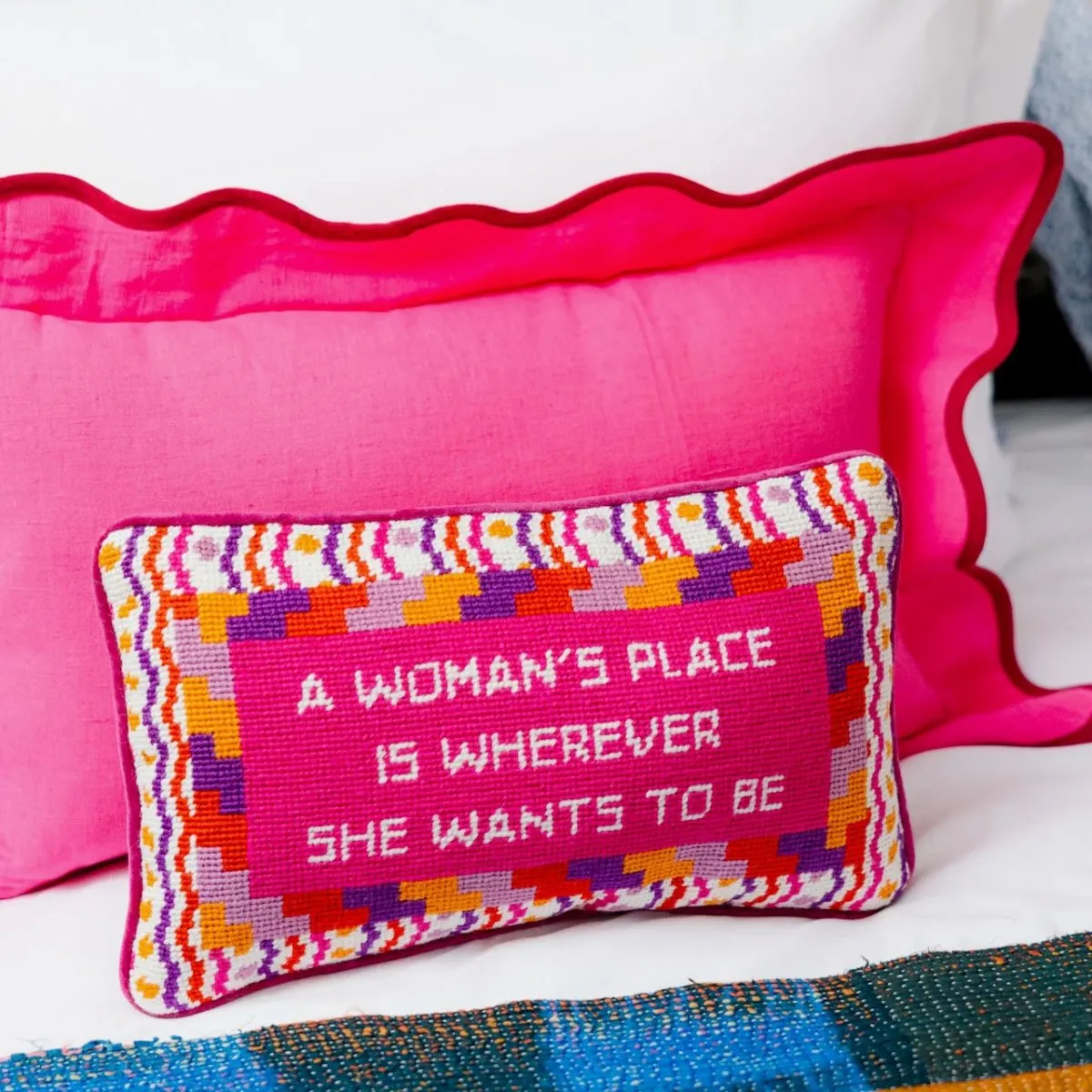 A Woman's Place Needlepoint Pillow by Furbish Studio