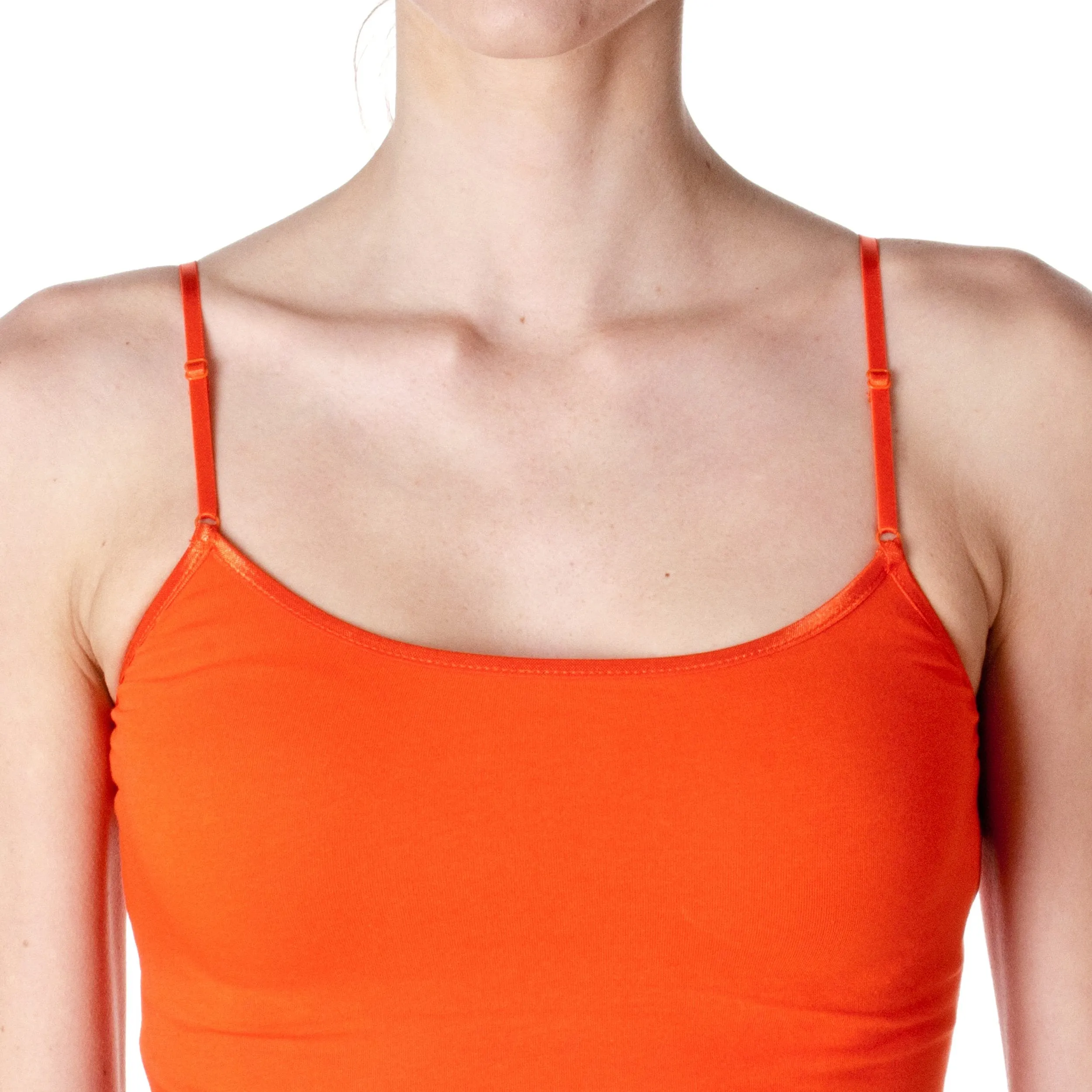 Active USA Plain Long Spaghetti Strap Tank Top Camis Basic Camisole Cotton