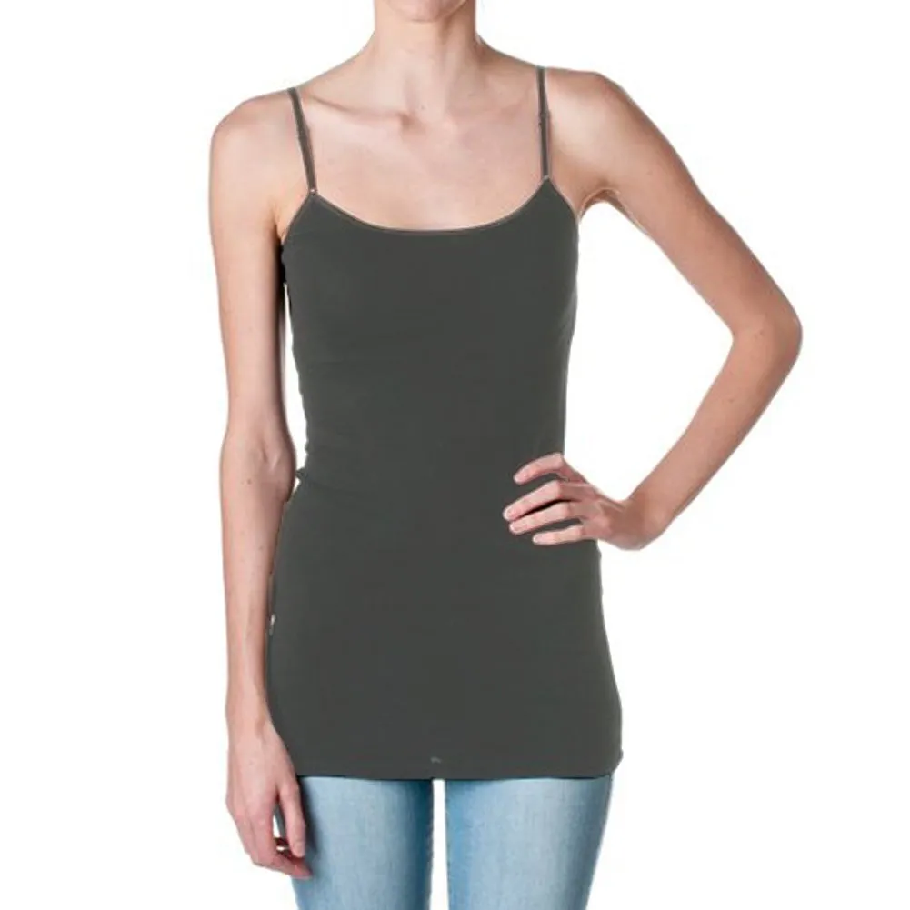Active USA Plain Long Spaghetti Strap Tank Top Camis Basic Camisole Cotton