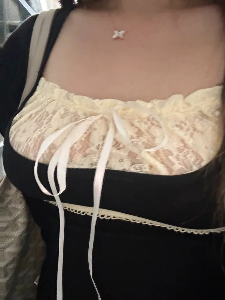 Adler Lace Trimmed Ribbon Top