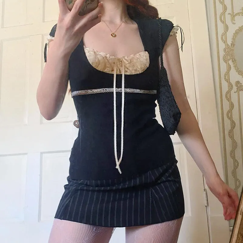 Adler Lace Trimmed Ribbon Top
