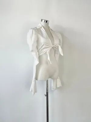 Aje White Crisp Cotton Crop Top - AU8