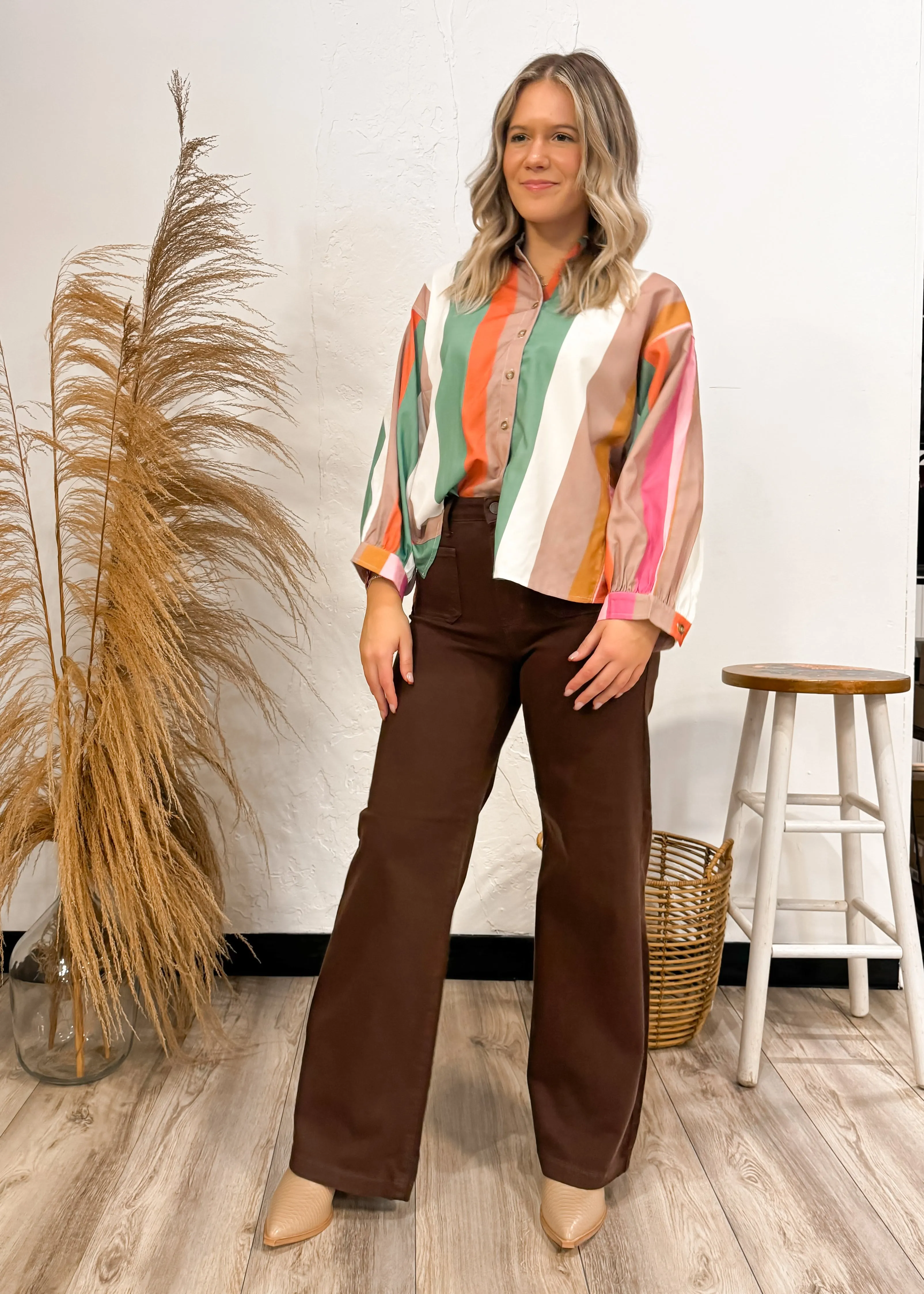 All That You Do Stripe Button Down Top