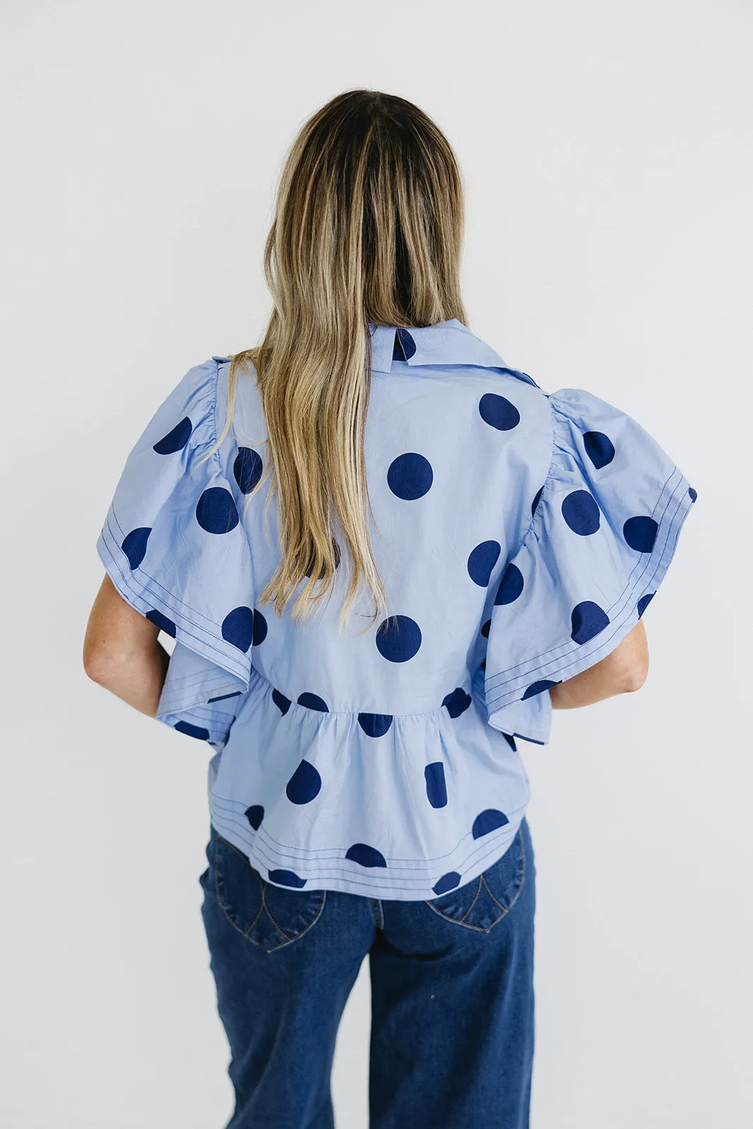 Alyssa Polka Dot Top - Blue/Navy