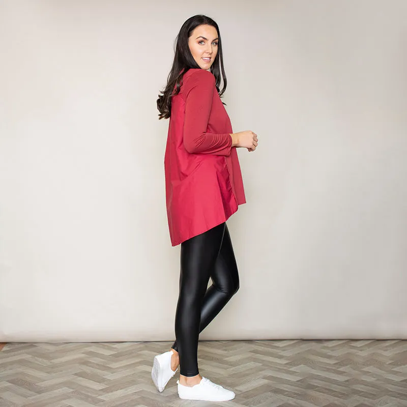 Amber Rounded Hem Top (Apple Red)