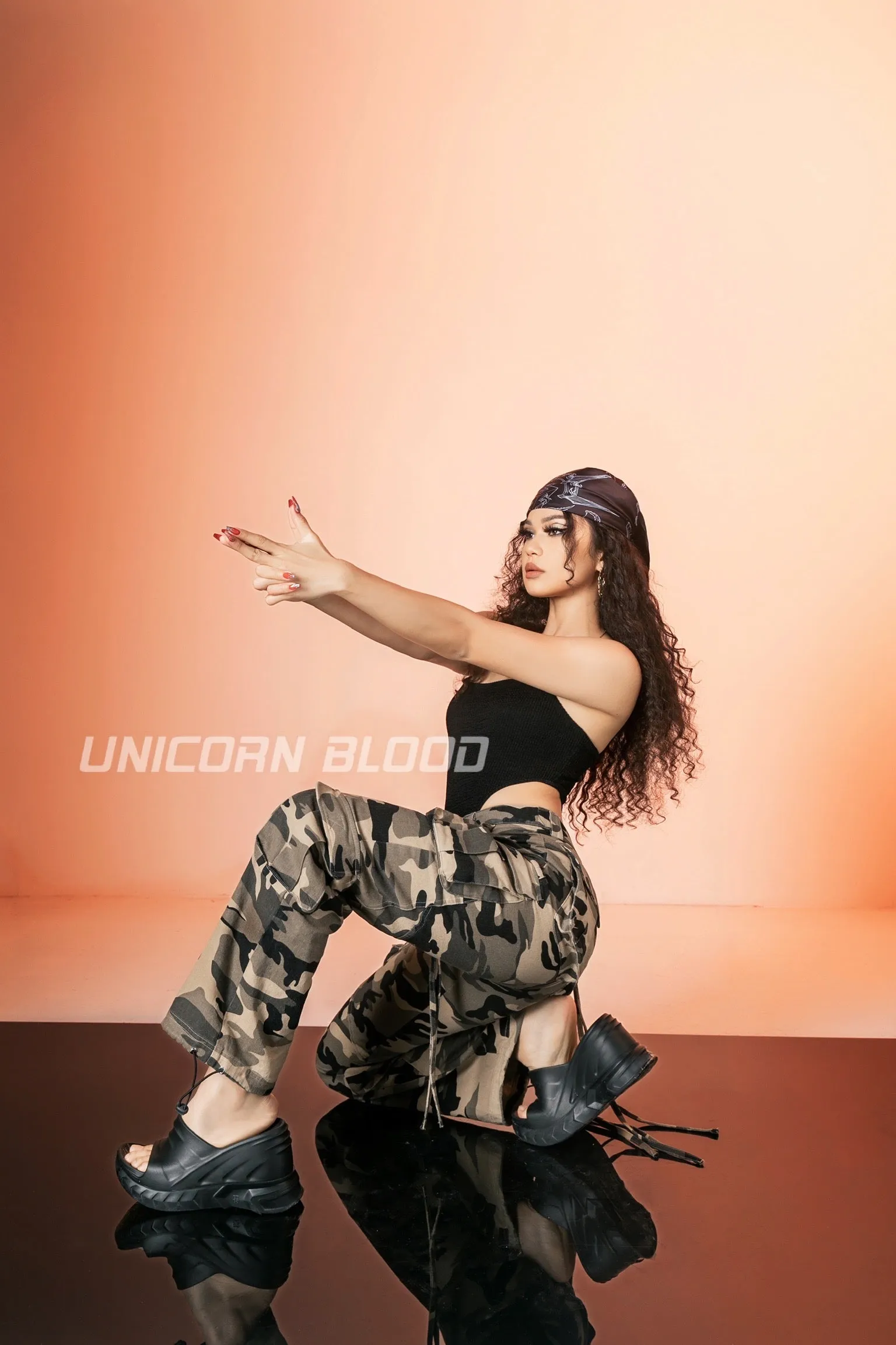 Amina Solid Black Unicorn Blood Bodysuit