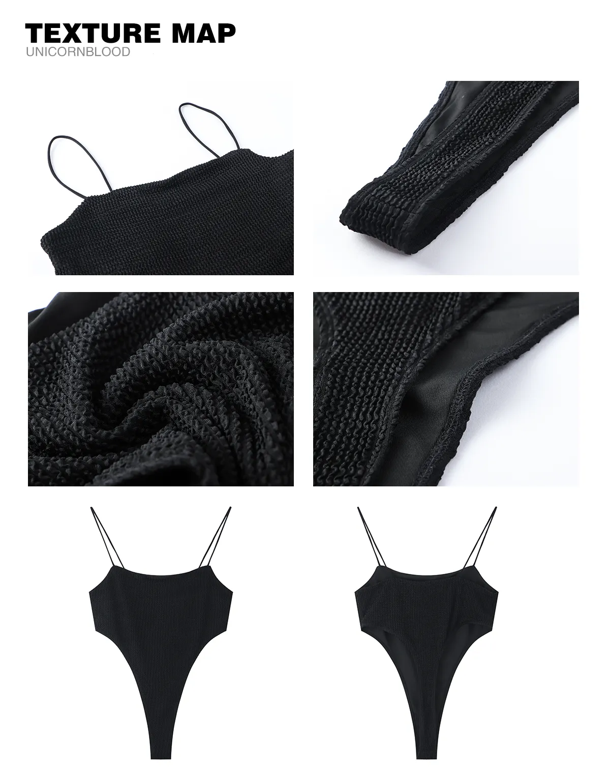 Amina Solid Black Unicorn Blood Bodysuit