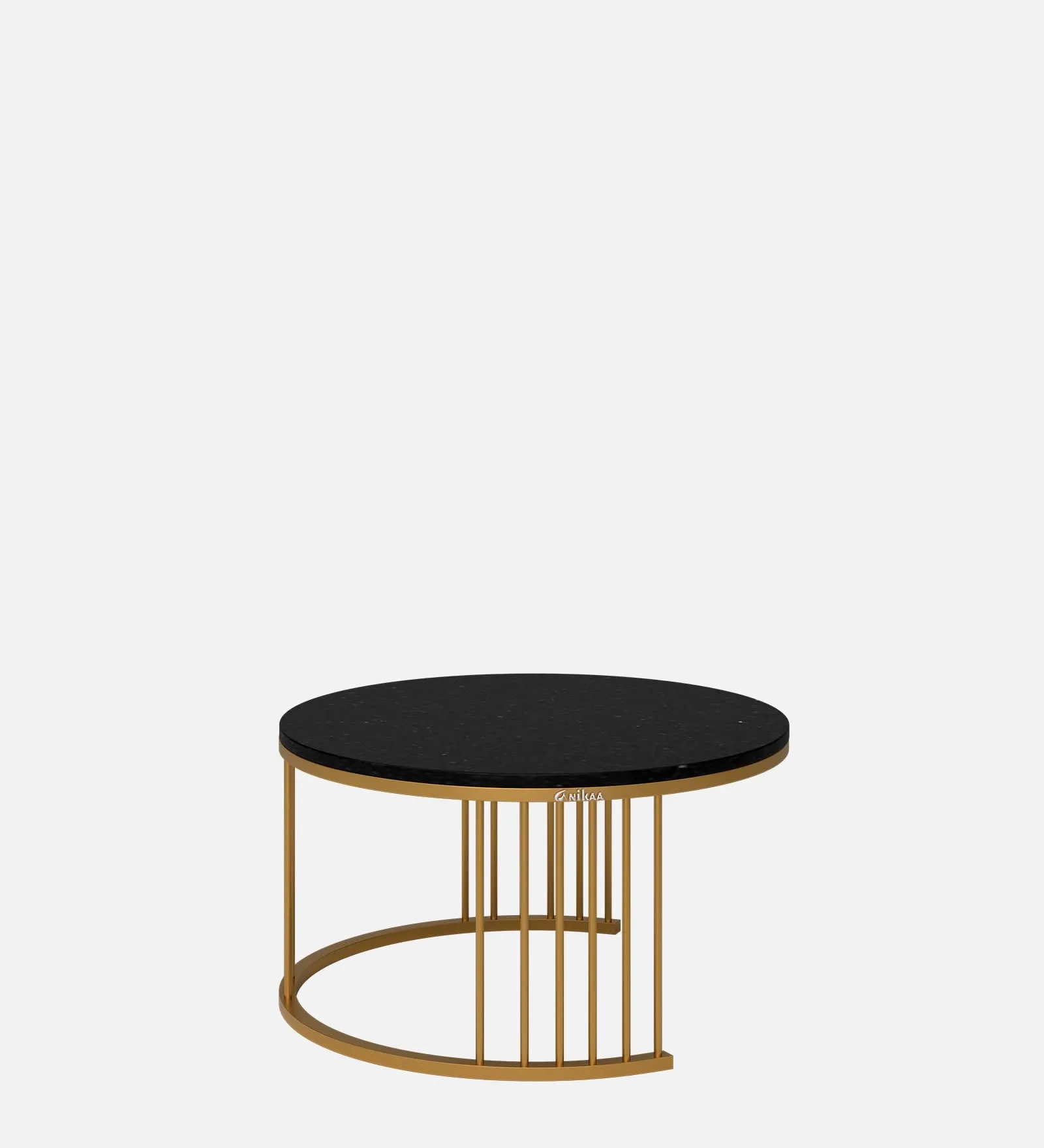 Anikaa Harvy Round Marble Nesting Table/Marble Coffee Table/Nesting Table for Living Room/Tea Table with Golden Round Stand - (Set of 2)