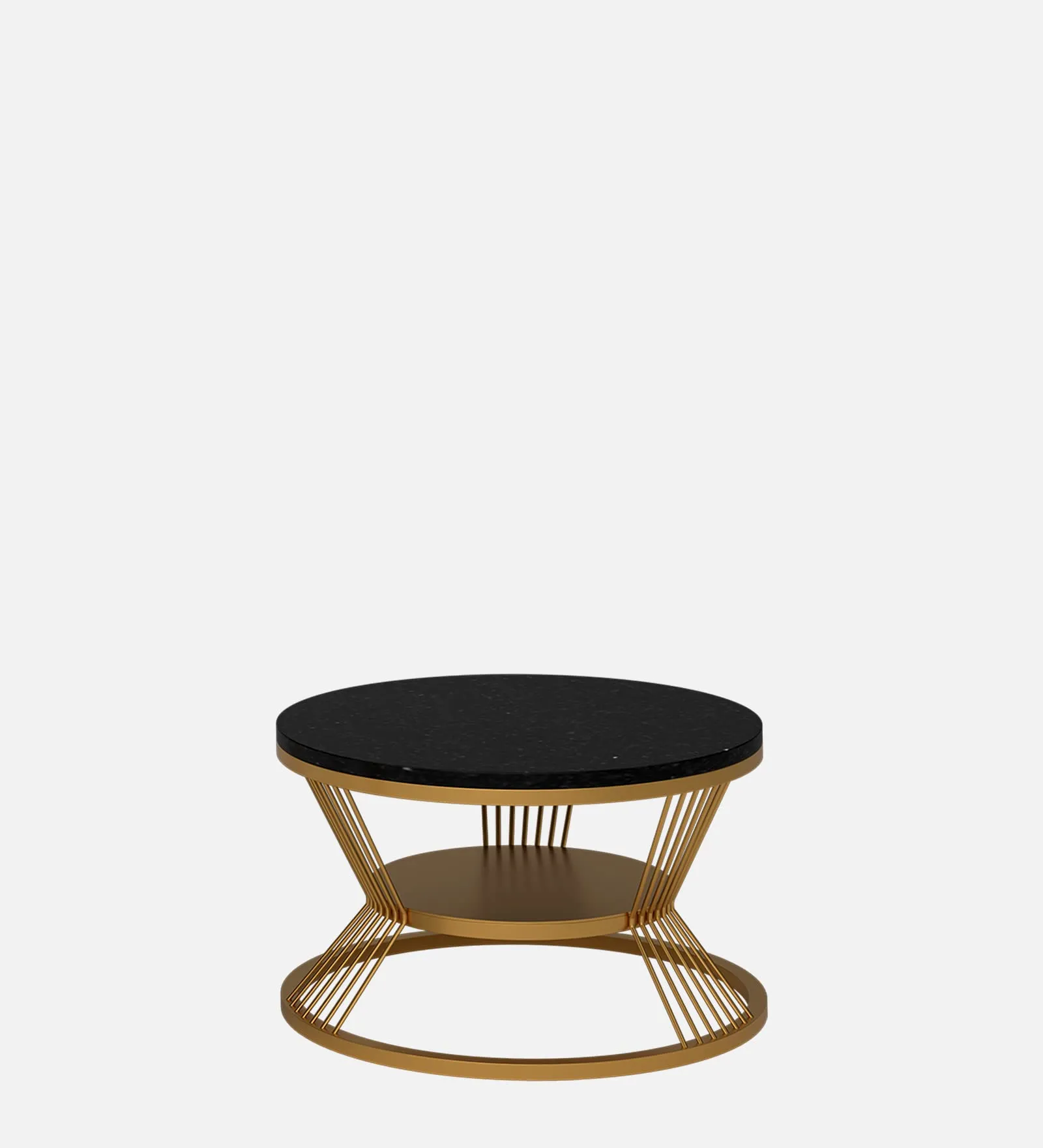 Anikaa Harvy Round Marble Nesting Table/Marble Coffee Table/Nesting Table for Living Room/Tea Table with Golden Round Stand - (Set of 2)