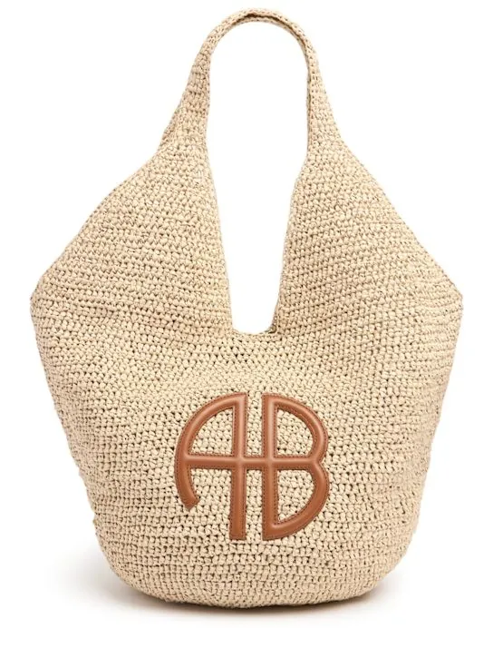 ANINE BING   Large Leah Hobo raffia effect bag 