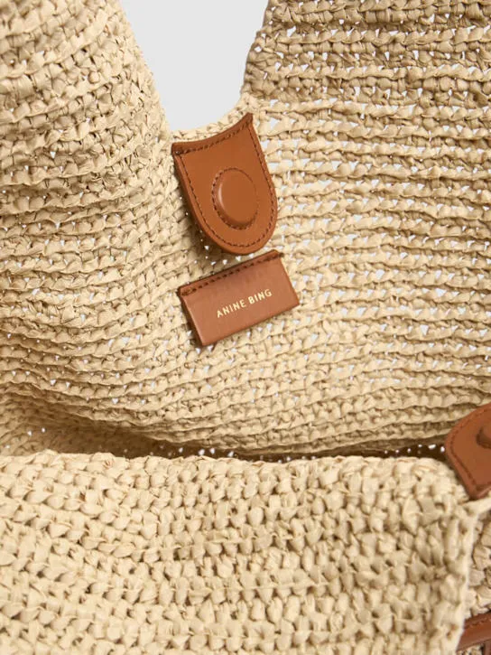 ANINE BING   Large Leah Hobo raffia effect bag 