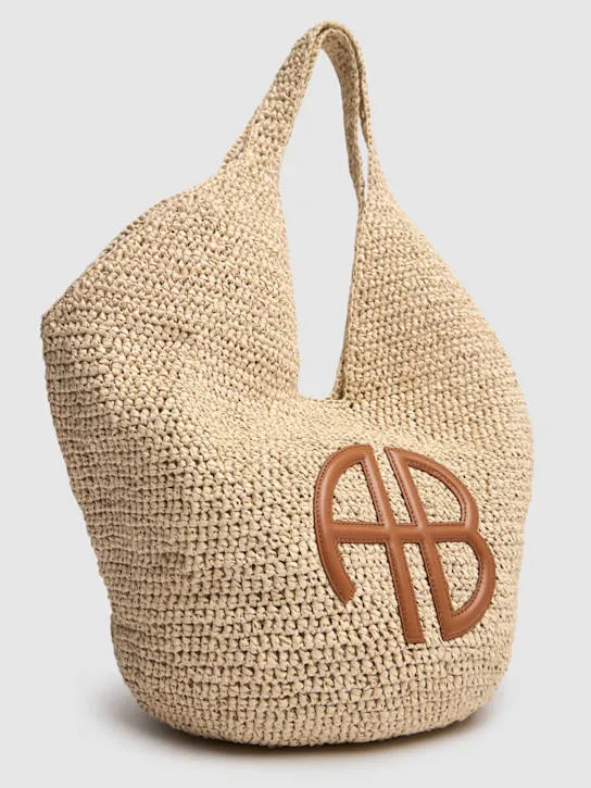 ANINE BING   Large Leah Hobo raffia effect bag 