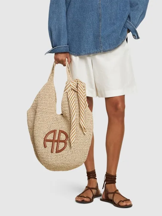ANINE BING   Large Leah Hobo raffia effect bag 