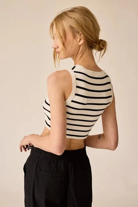 Annalise Sleeveless Stripe Cropped Top White/Black