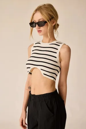 Annalise Sleeveless Stripe Cropped Top White/Black