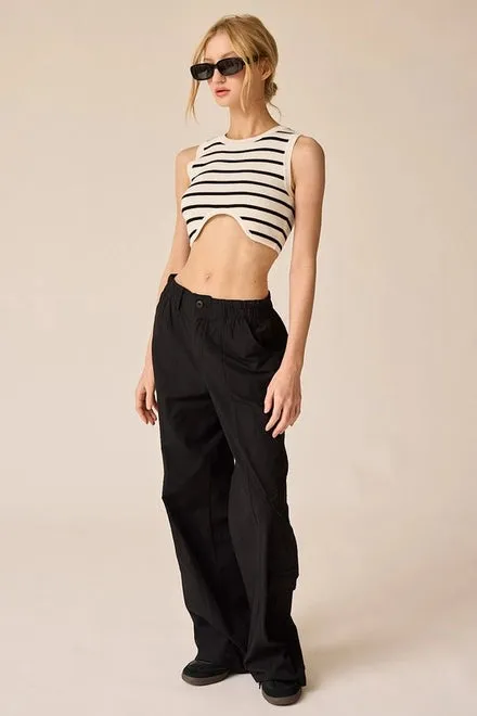 Annalise Sleeveless Stripe Cropped Top White/Black