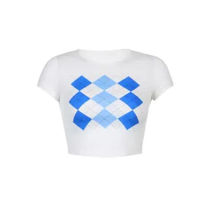 Argyle Pattern Crop Top
