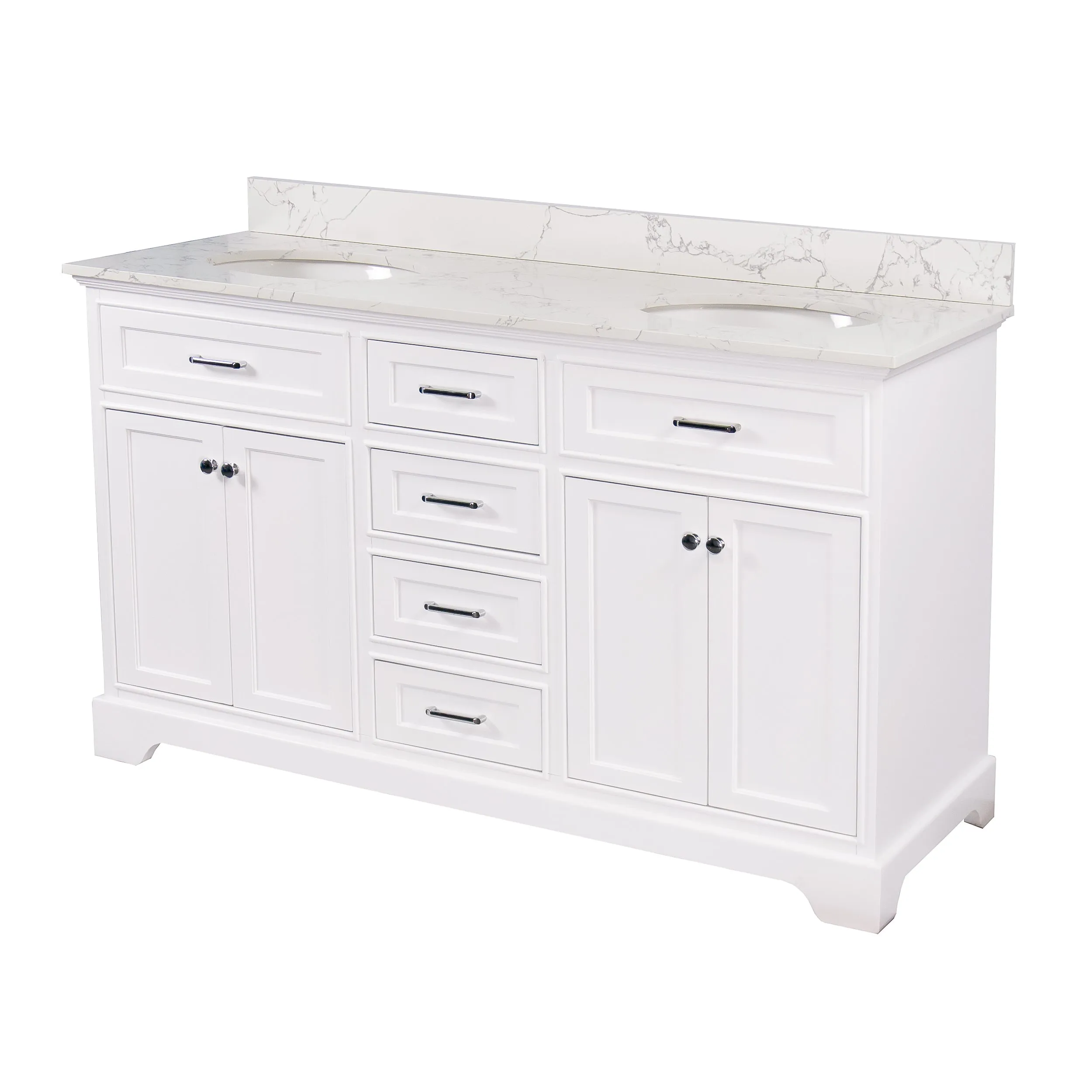 Aria 60-inch Double Vanity with Engineered Marble Top