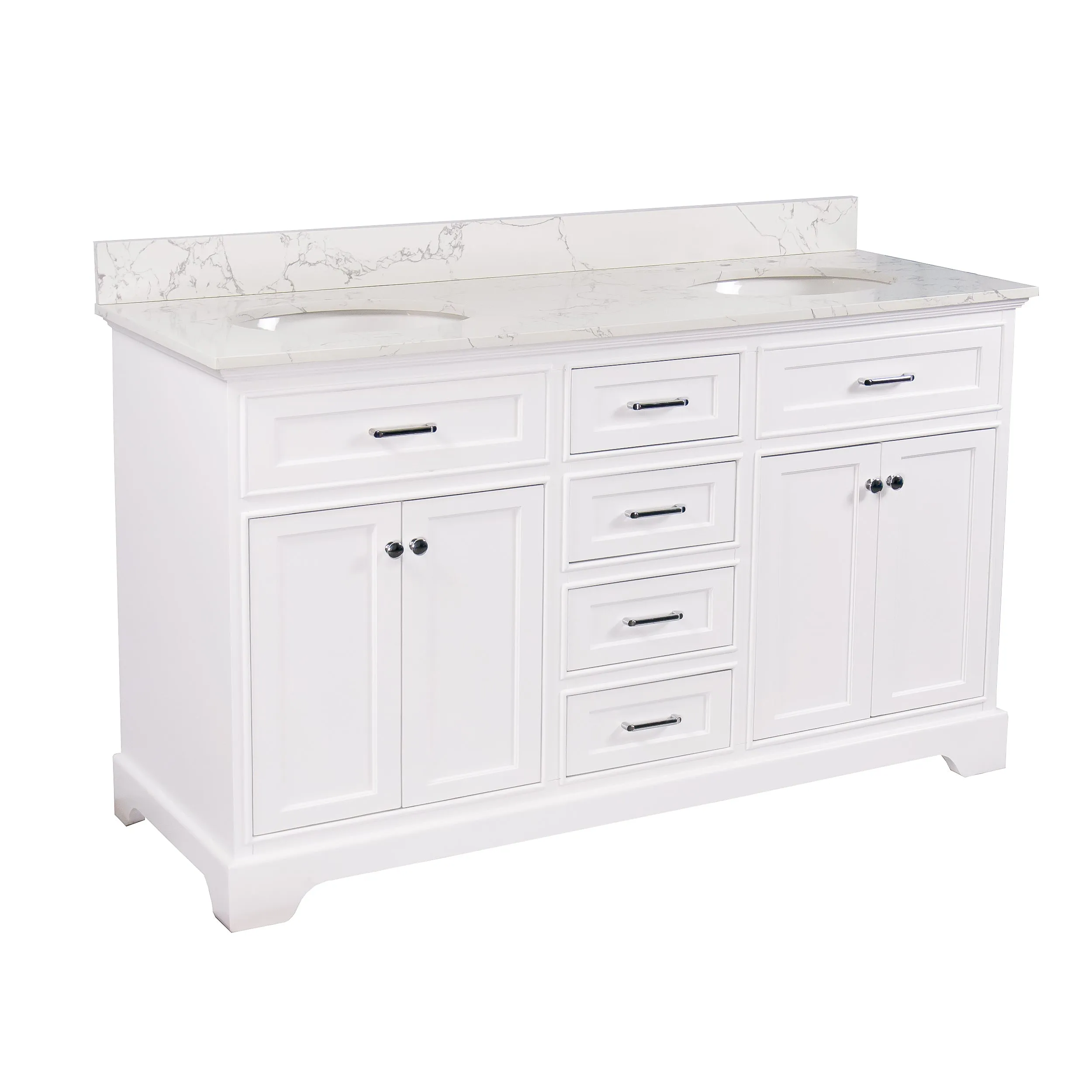 Aria 60-inch Double Vanity with Engineered Marble Top