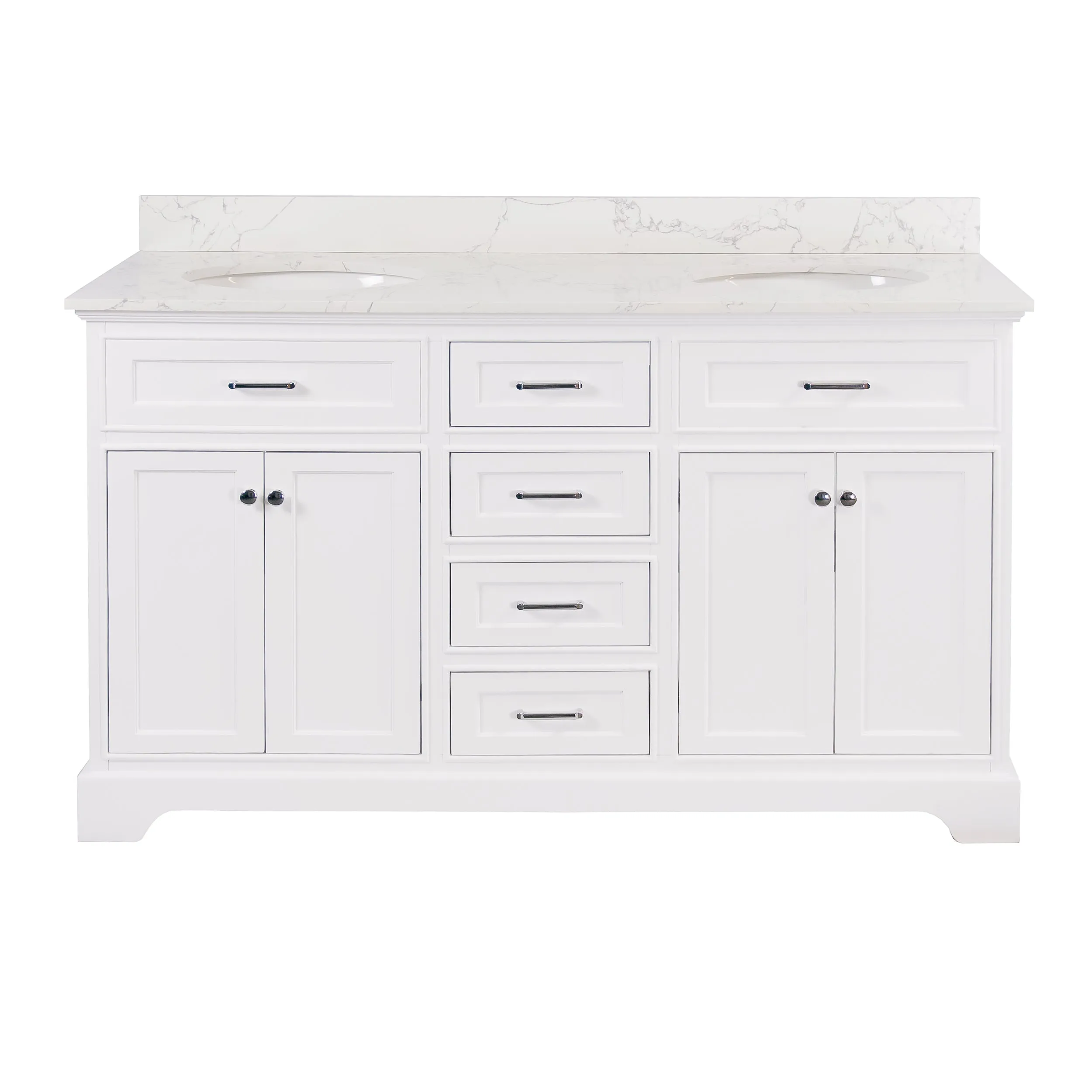 Aria 60-inch Double Vanity with Engineered Marble Top