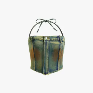 Army Denim Corset Top