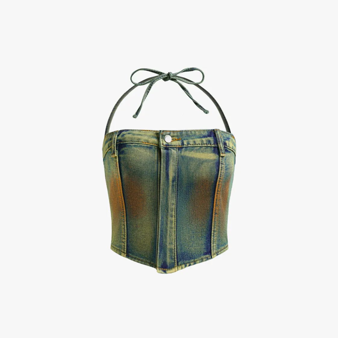 Army Denim Corset Top