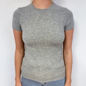 Ash Grey Cashmere Short Sleeve Jumper Small