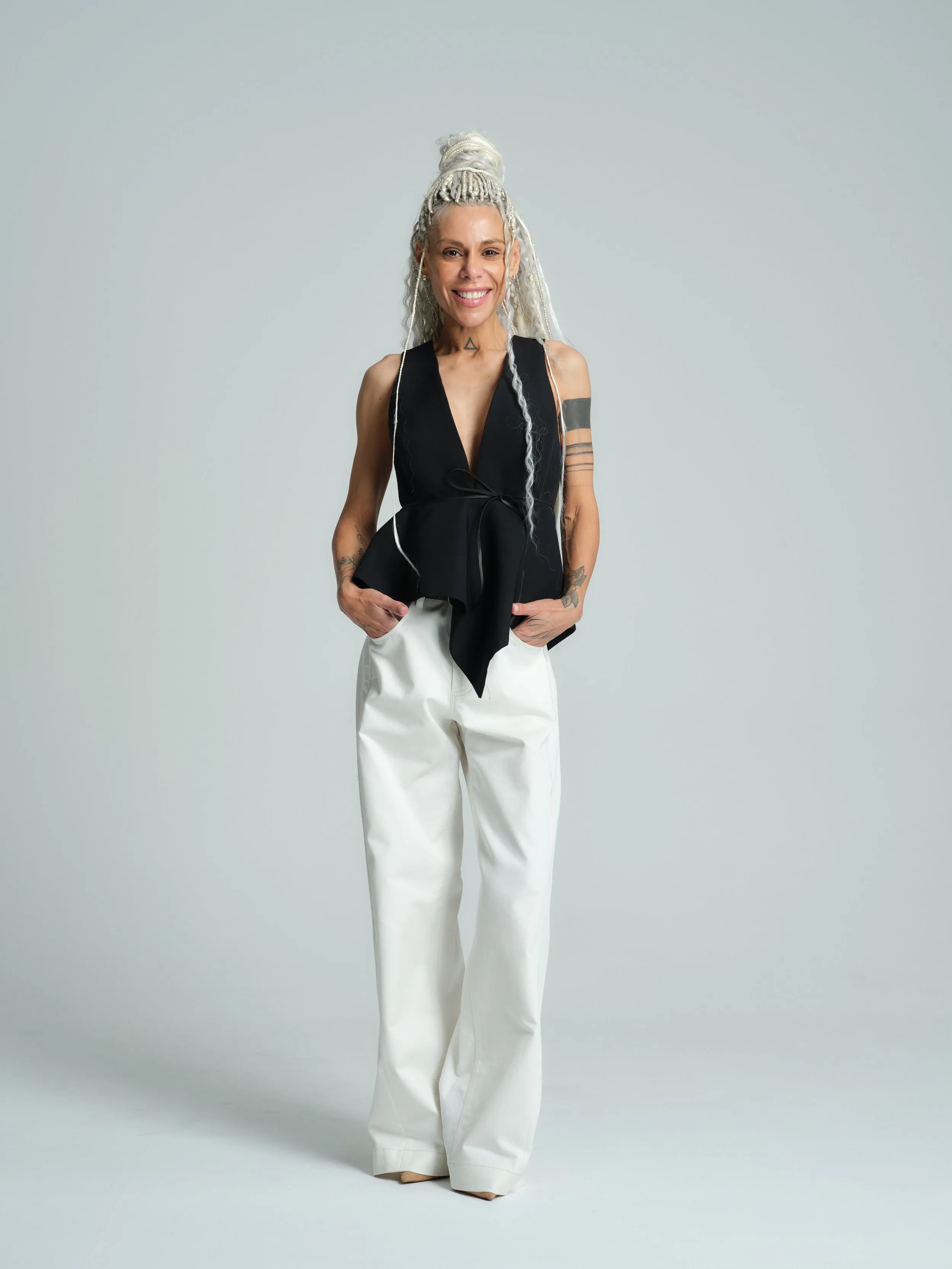 Asymmetric Peplum Halterneck Top
