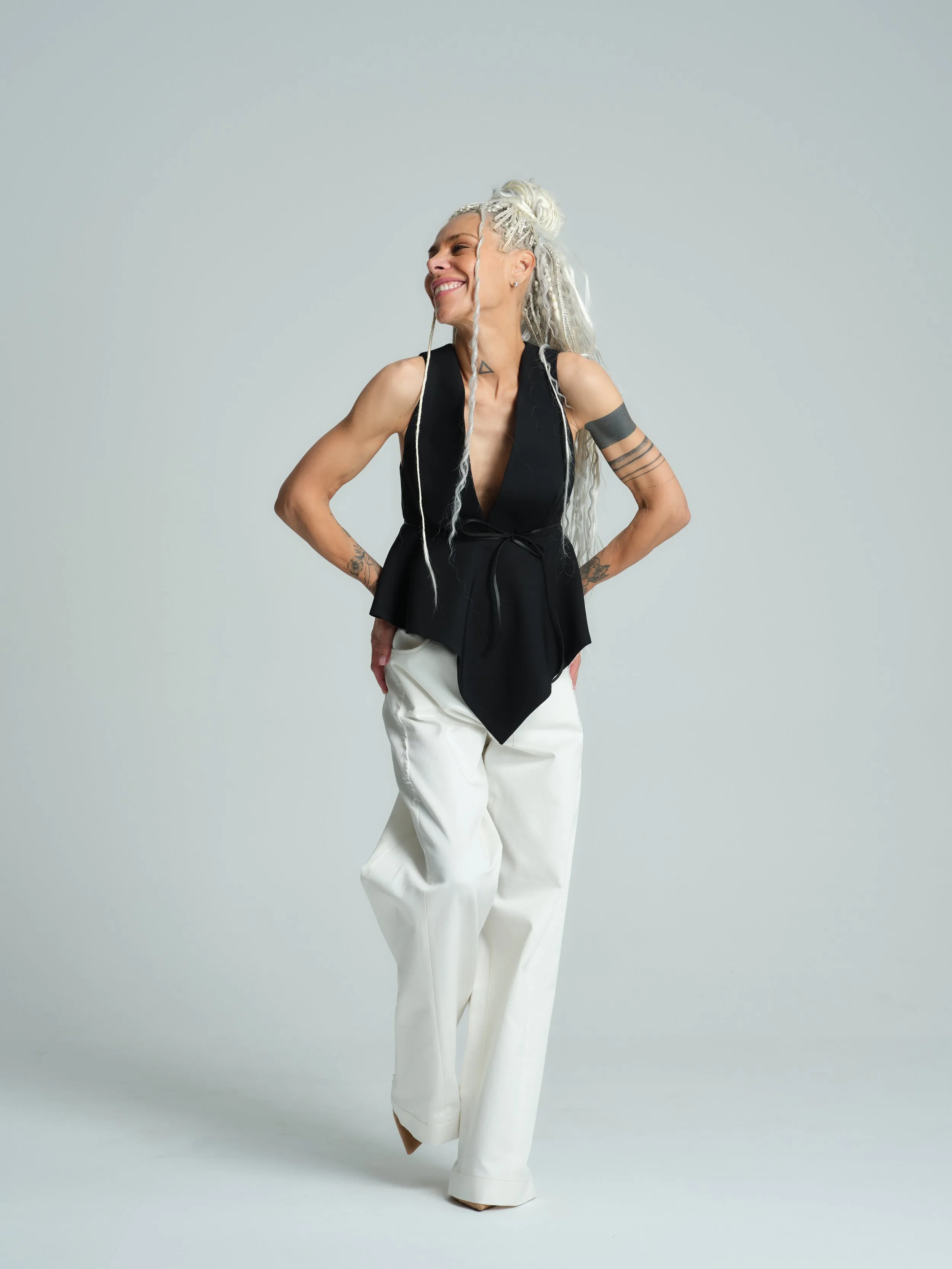 Asymmetric Peplum Halterneck Top