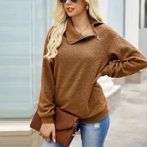 Asymmetrical Zipper Neck Sweater