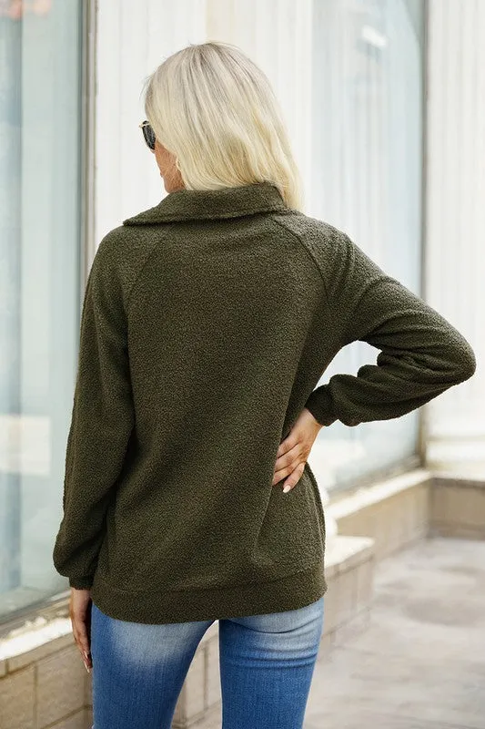 Asymmetrical Zipper Neck Sweater