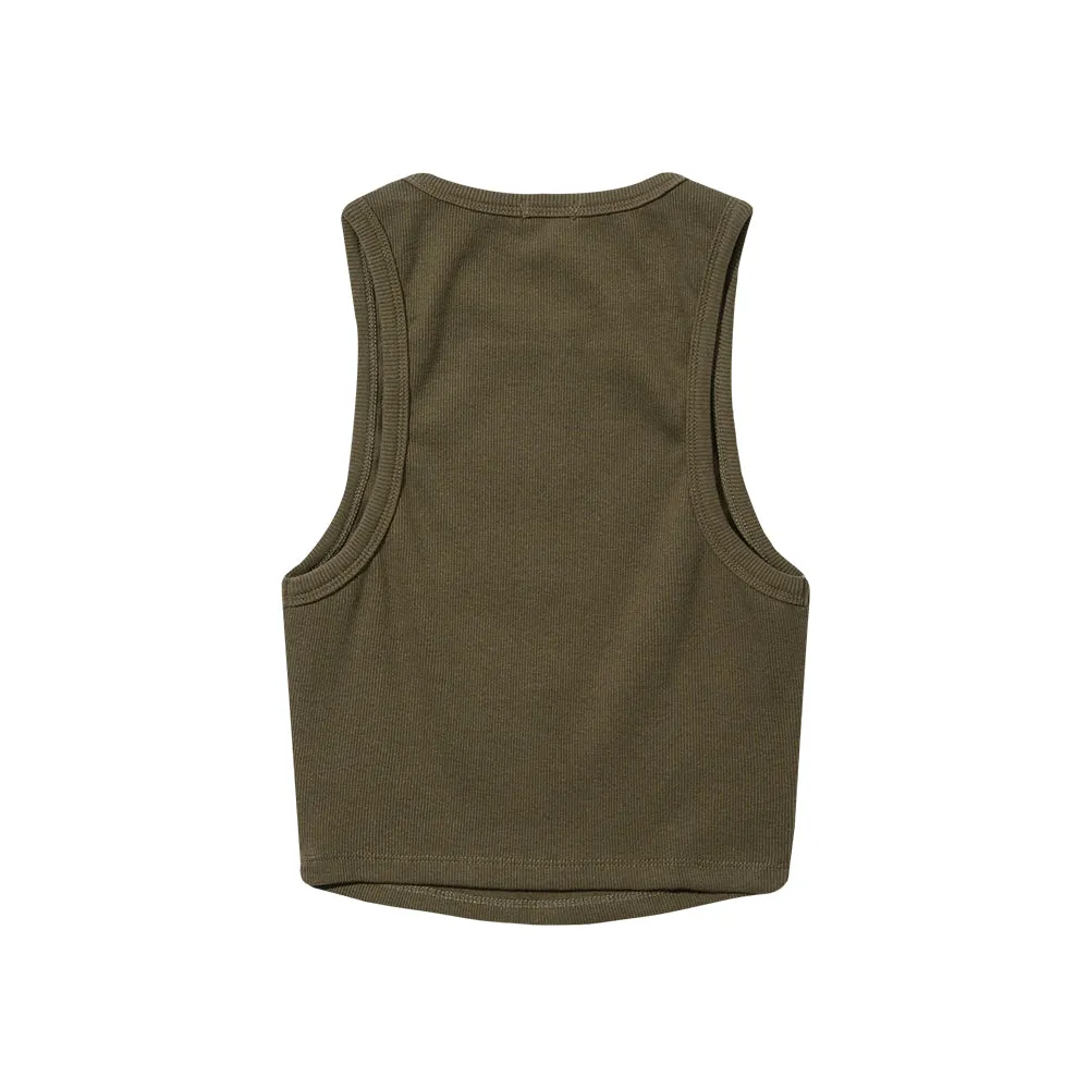 B LOGO SLEEVELESS TOP KHAKI