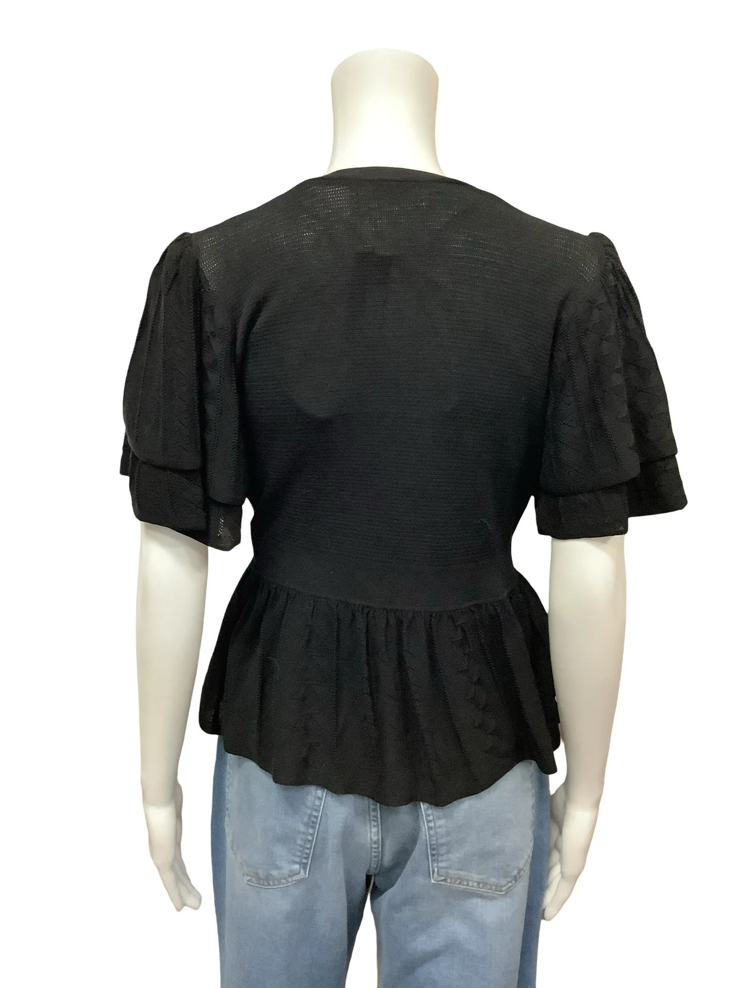 Ba&sh Ruffled Cropped Cardigan V Neck Size: L