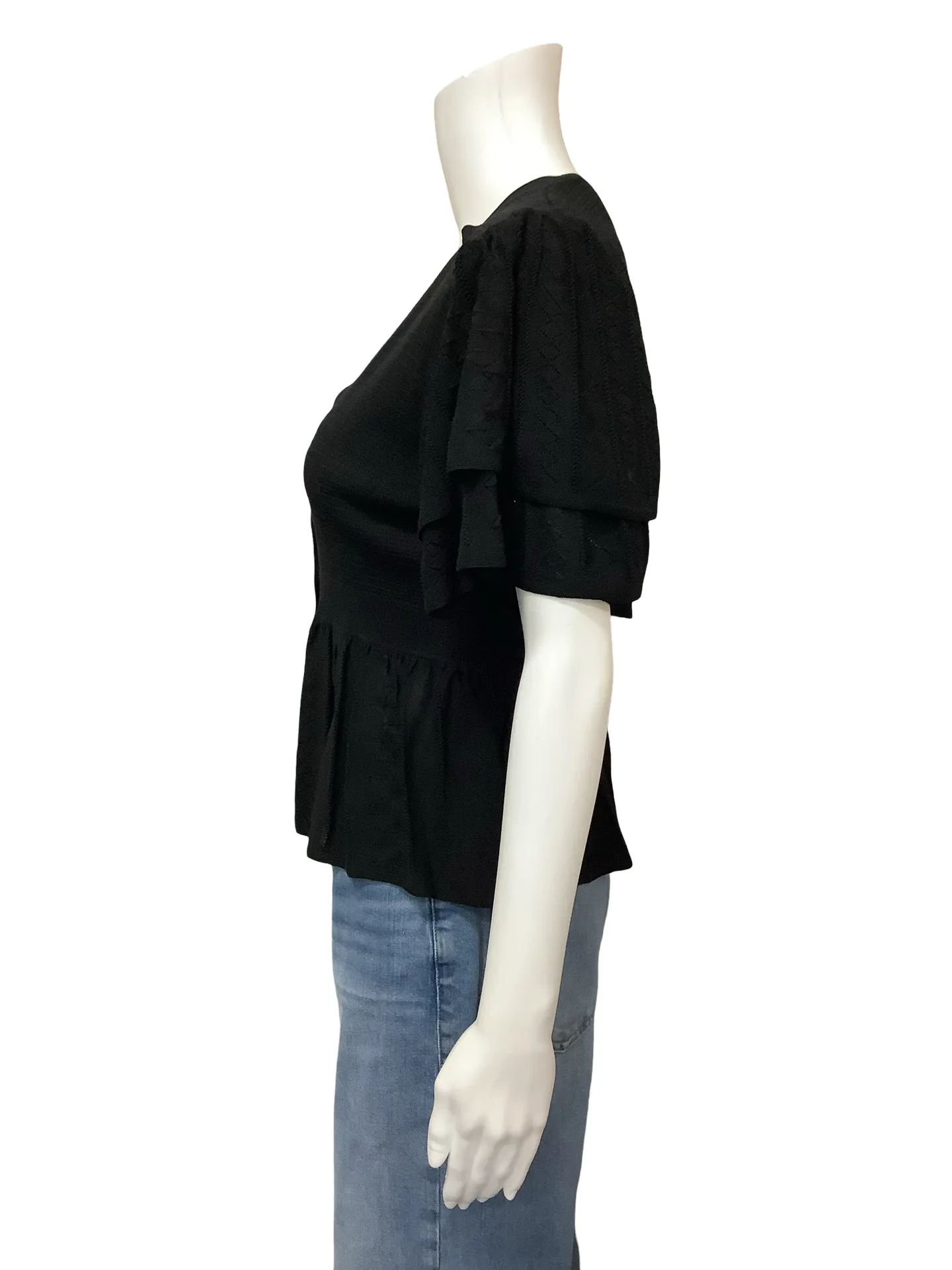 Ba&sh Ruffled Cropped Cardigan V Neck Size: L