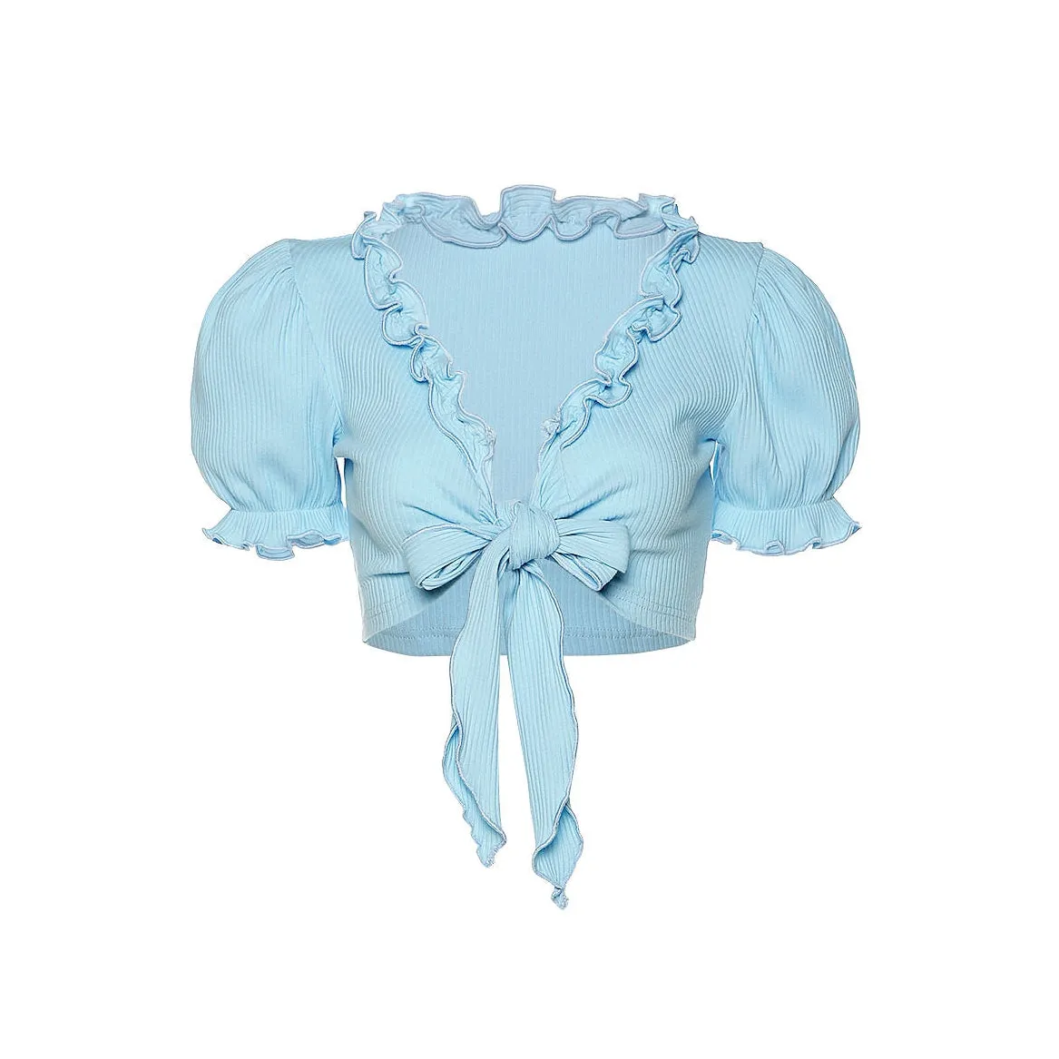 Baby Blue Knot Tie Crop Top