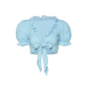 Baby Blue Knot Tie Crop Top