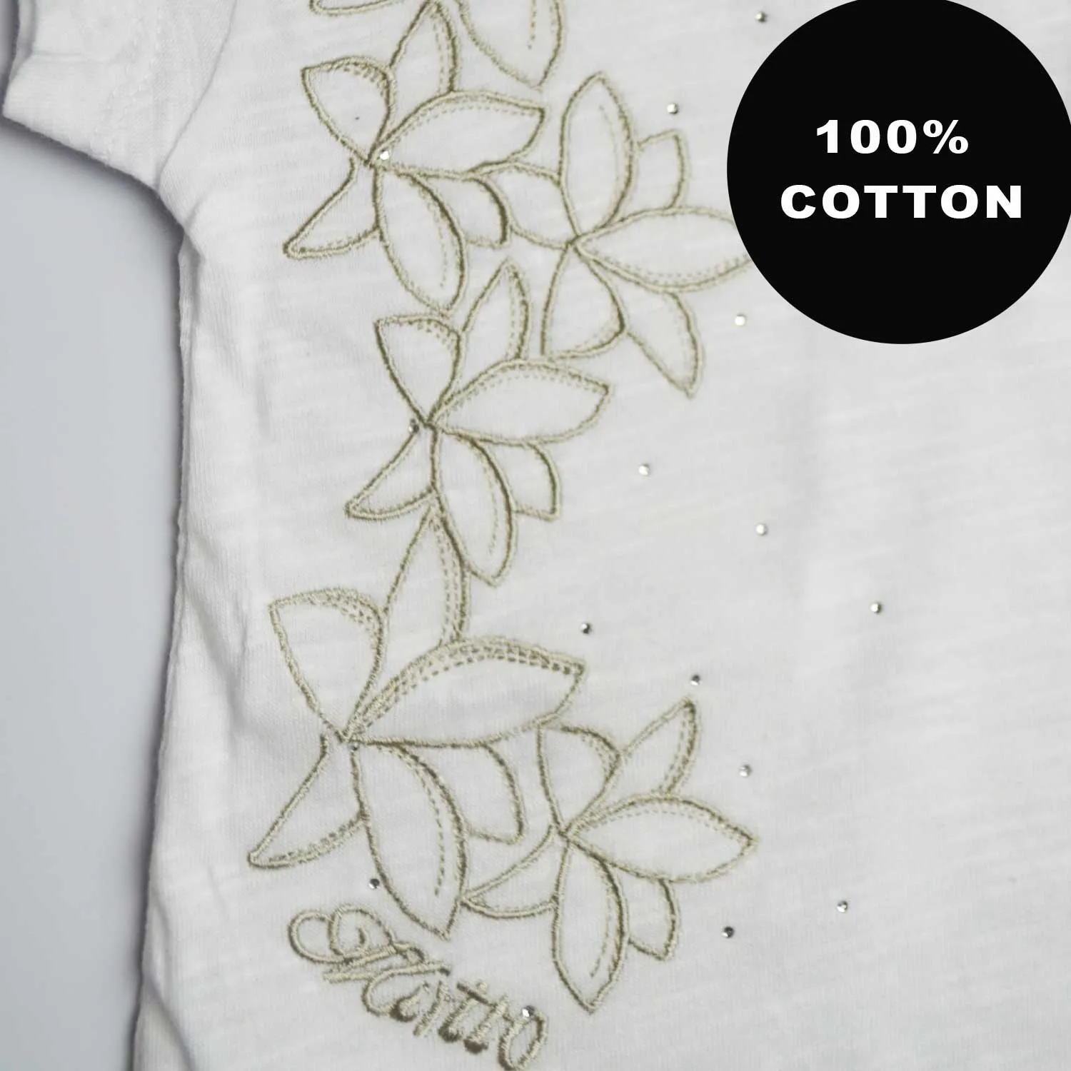 Baby Girls Top | White with Silver Embroidery | Age 6-24 Months